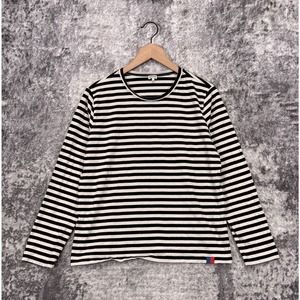 Kule Shirt Large Womens Black & White Striped Jersey Long Sleeve Tee